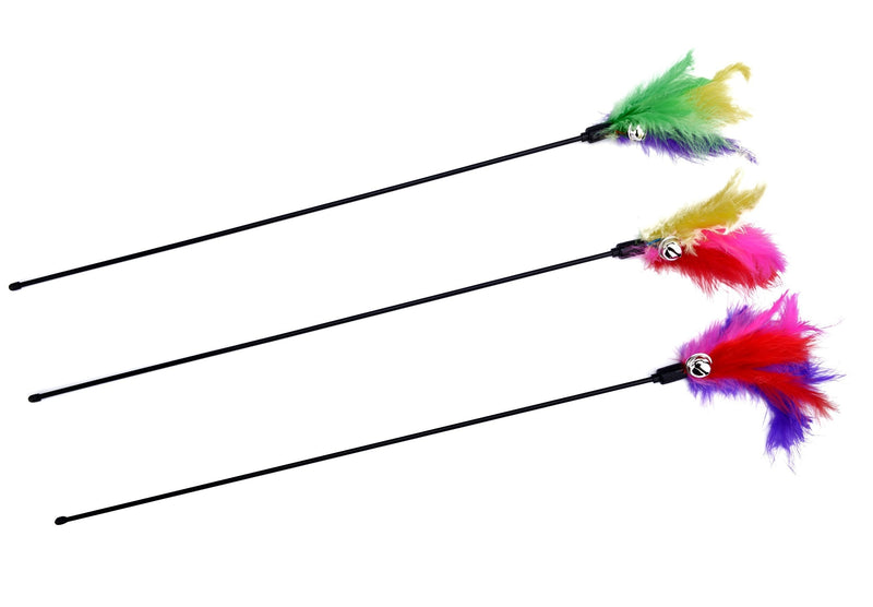 [Australia] - BINGPET Cat Toys Color Vary Feather Teaser and Exerciser Wand for Cat and Kitten, 3 Piece 