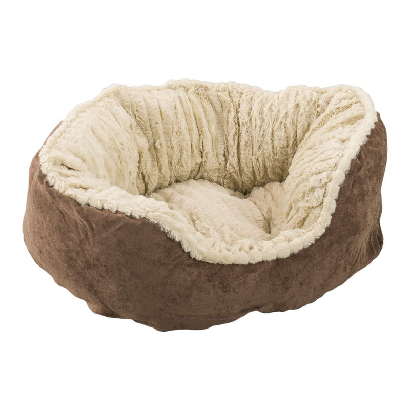 [Australia] - SPOT Ethical Pets Sleep Zone Carved Plush 21” Chocolate Pet Bed - Pet Bed for Cats and Small Dogs - Attractive, Durable, Comfortable, Washable 