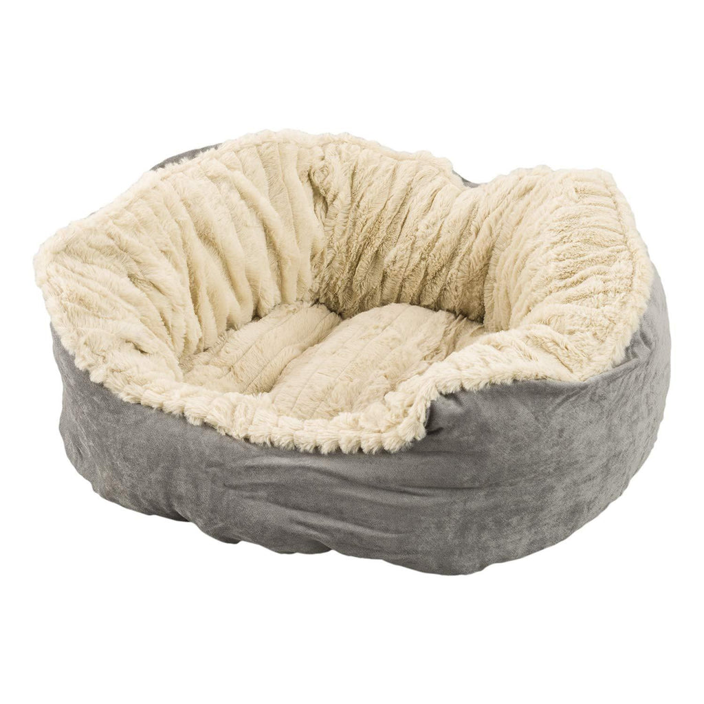 [Australia] - SPOT Ethical Pets Sleep Zone Carved Plush Pet Bed 21” Grey - Pet Bed for Cats and Small Dogs - Attractive, Durable, Comfortable, Washable 