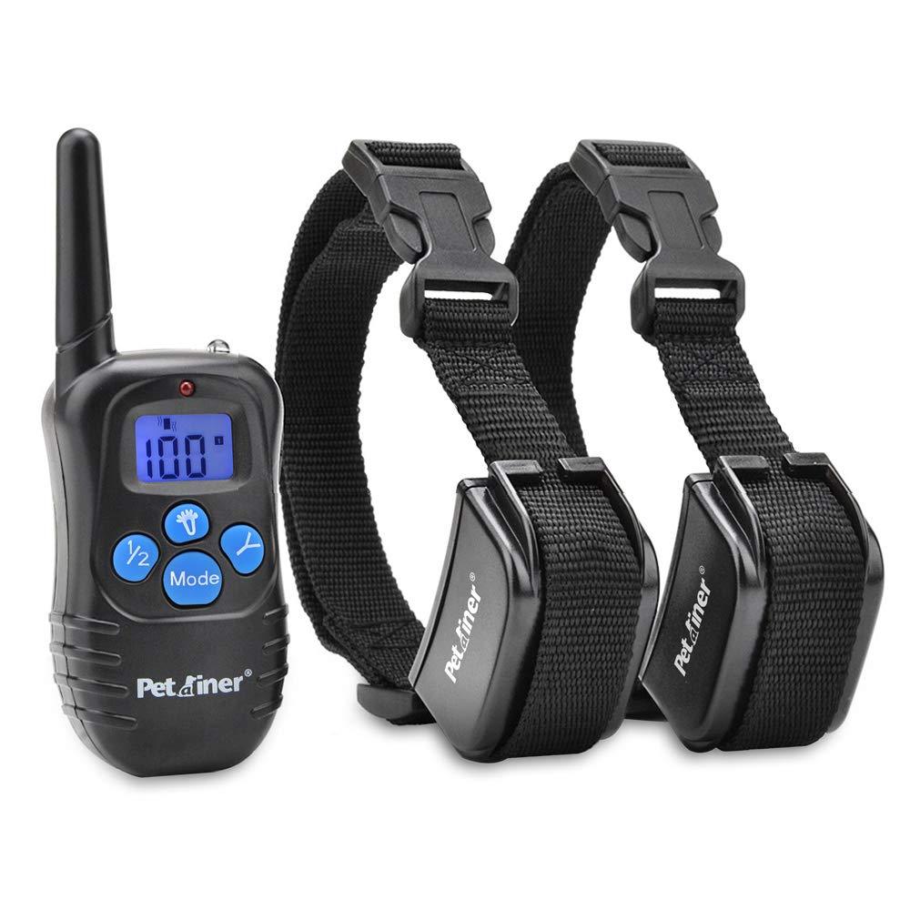 [Australia] - Petrainer PET998DRB2 Dog Training Collar with Remote for 2 Dogs, Rechargeable Waterproof Dog Shock Collar with Beep, Vibration and Shock Electronic Dog Collar, 1000 ft Range 