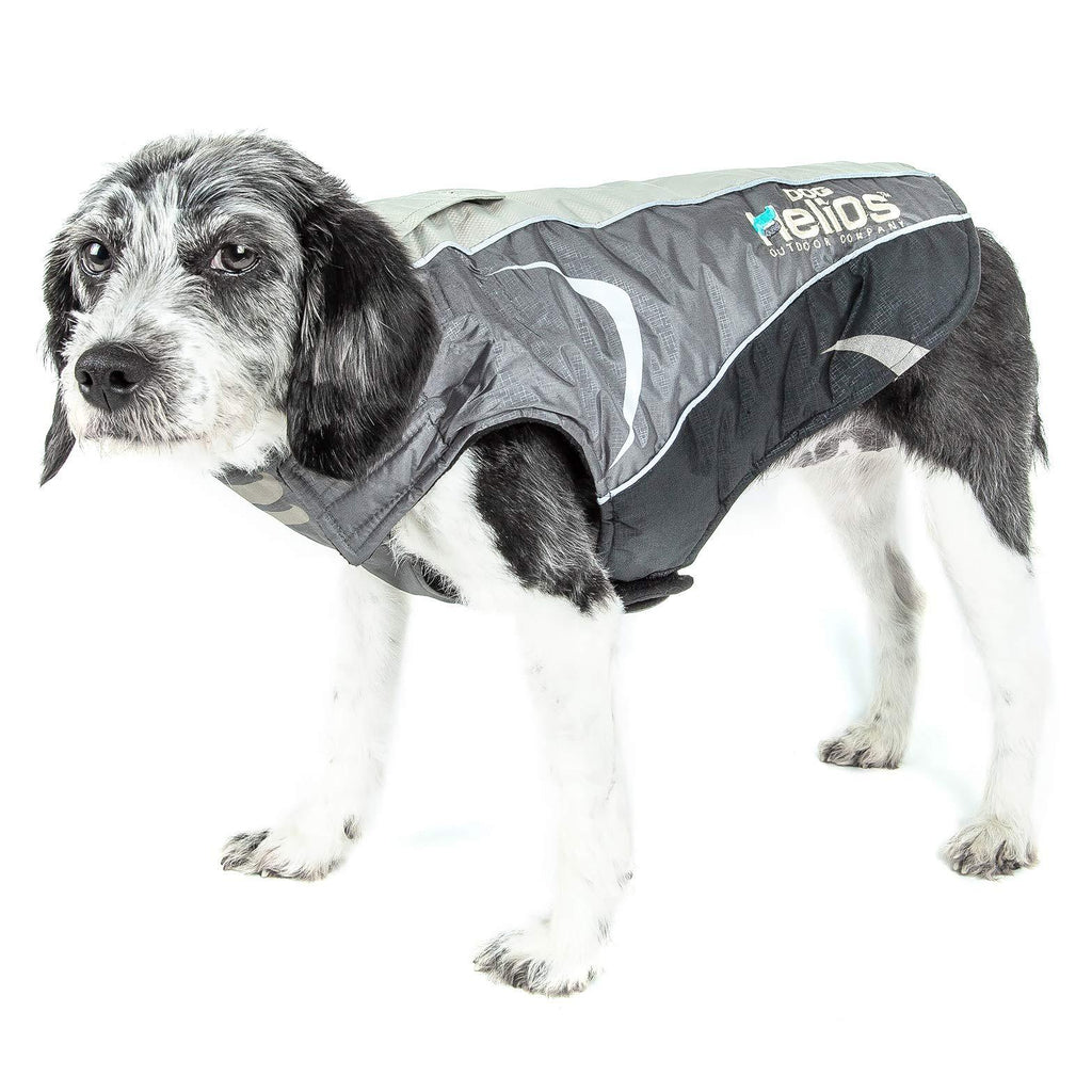 [Australia] - DOGHELIOS 'Altitude-Mountaineer' Wrap-Velcro Protective Waterproof Pet Dog Coat Jacket w/ Blackshark Technology, Medium, Black, Grey 