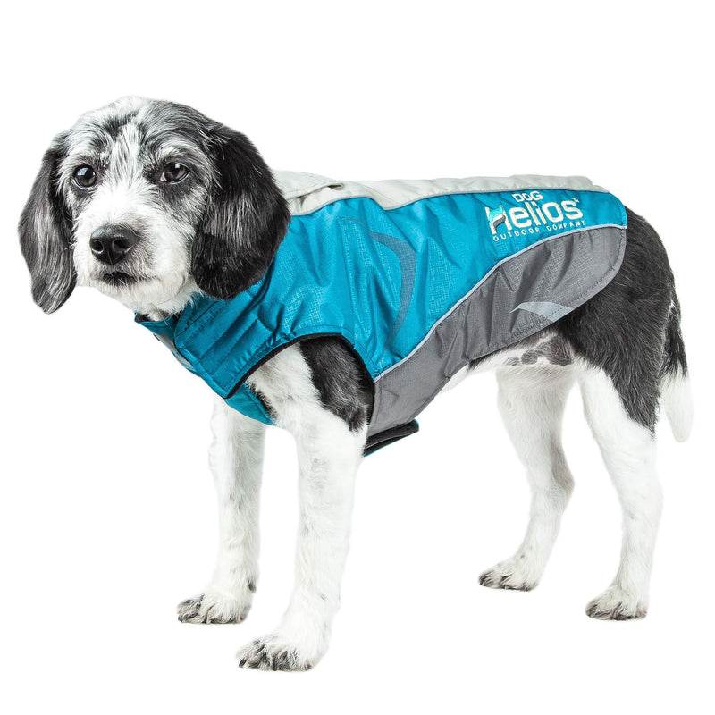 [Australia] - DOGHELIOS 'Altitude-Mountaineer' Wrap-Velcro Protective Waterproof Pet Dog Coat Jacket w/ Blackshark Technology, Medium, Blue, Charcoal Grey, Light Grey 