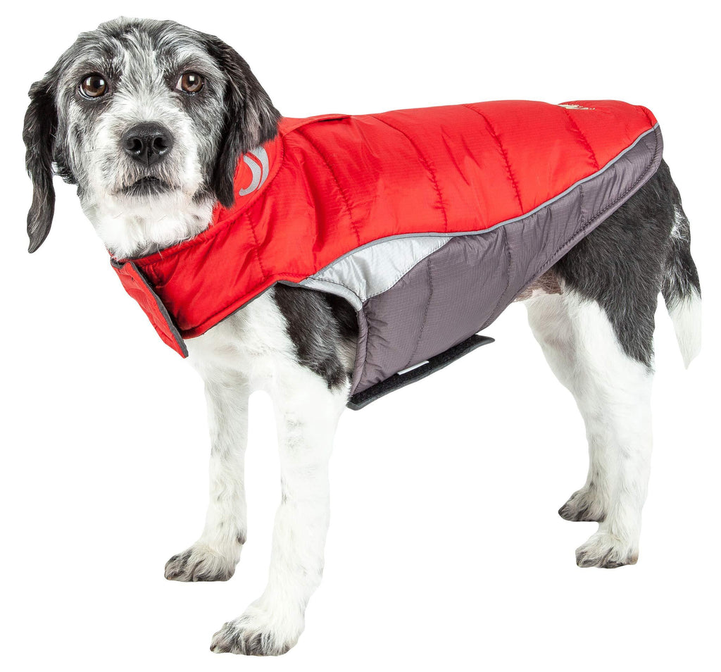 [Australia] - DOGHELIOS 'Hurricane-Waded' Plush Adjustable 3M Reflective Insulated Winter Pet Dog Coat Jacket w/ Blackshark technology, Small, Molten Lava Red 