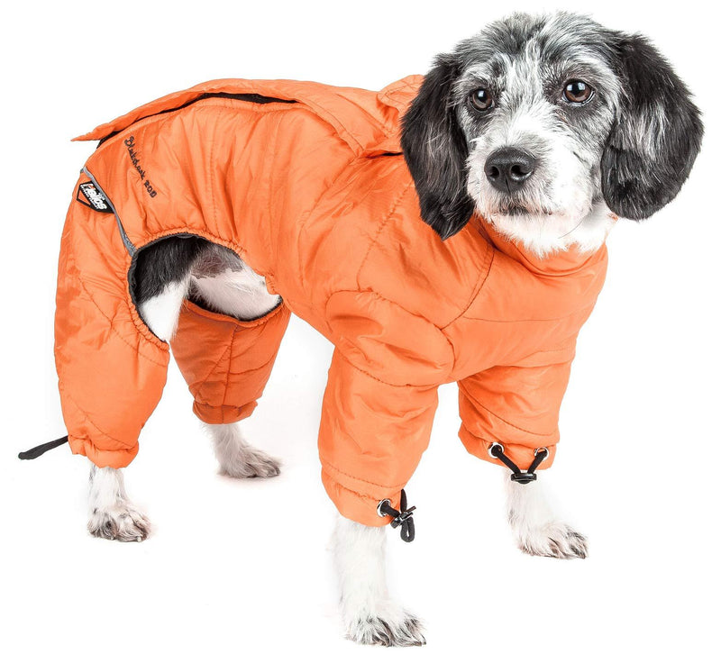 DOGHELIOS 'Thunder-Crackle' Full-Body Bodied Waded-Plush Adjustable and 3M Reflective Pet Dog Jacket Coat w/ Blackshark Technology, X-Small, Sporty Orange - PawsPlanet Australia
