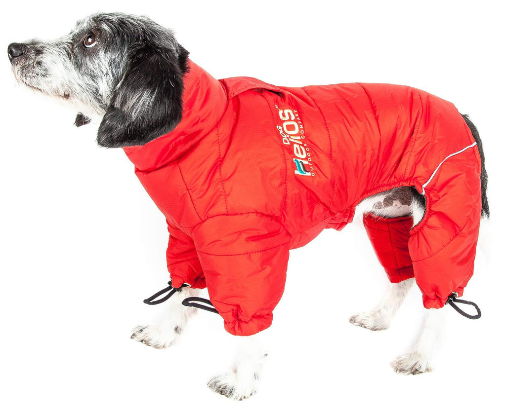 DOGHELIOS 'Thunder-Crackle' Full-Body Bodied Waded-Plush Adjustable and 3M Reflective Pet Dog Jacket Coat w/ Blackshark Technology, X-Small, Grenadine Red - PawsPlanet Australia