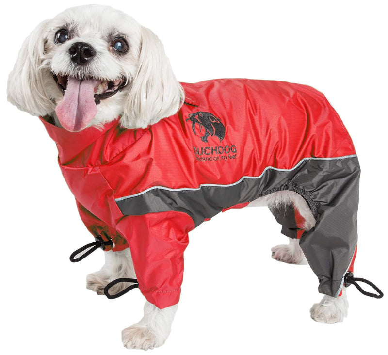 touchdog Quantum-Ice Full-Bodied Adjustable and 3M Reflective Dog Jacket w/Blackshark Technology Red, Charcoal Grey Medium - PawsPlanet Australia
