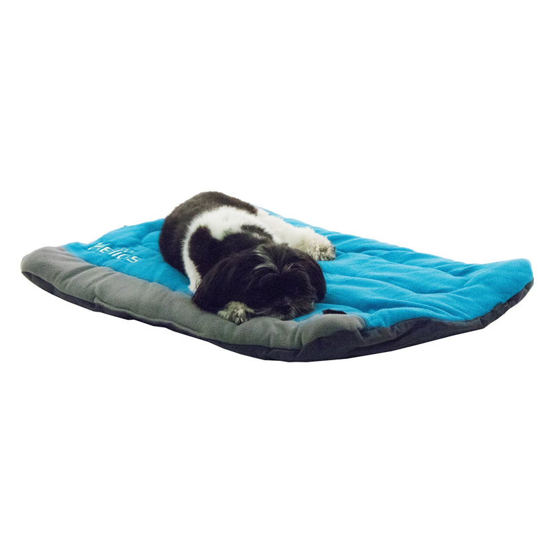 [Australia] - DOGHELIOS 'Combat-Terrain' Cordura-Nyco Reversible Nylon and Polar Fleece Travel Camping Folding Pet Dog Bed Mat, Medium, Blue, Grey 