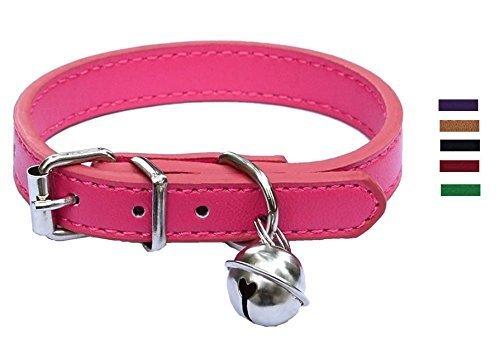 [Australia] - Fashion Leather Pet Collars for Cats,baby Puppies Dogs,adjustable 8"-10.5" hot pink 