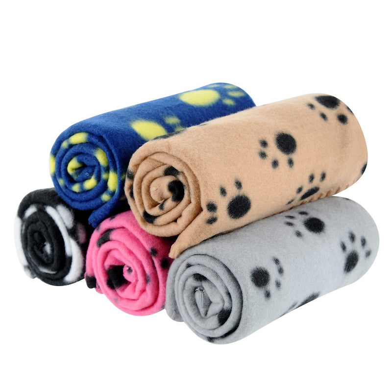 MarJunSep 5 Packs 5 Colors Lovely Pet Paw Prints Fleece Blankets for Dogs Cats Small Pets Animals 5 Packs 5 Colors 27.56 Inch X 23.62 Inch - PawsPlanet Australia