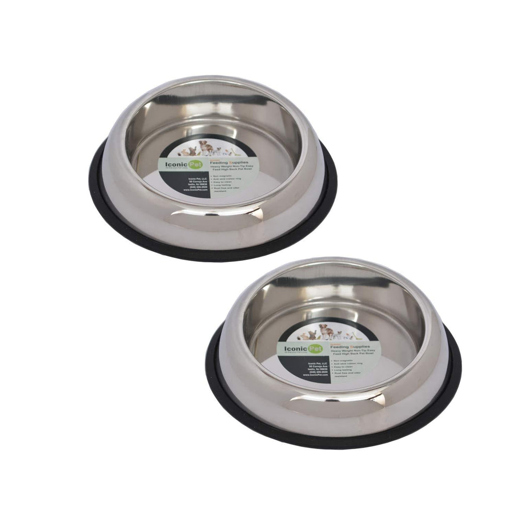 [Australia] - Iconic Pet 12 Cup Heavy Weight Non-Skid Easy Feed High Back Pet Bowl For Dog Or Cat (2 Pack) 1 Cup/8 oz. 