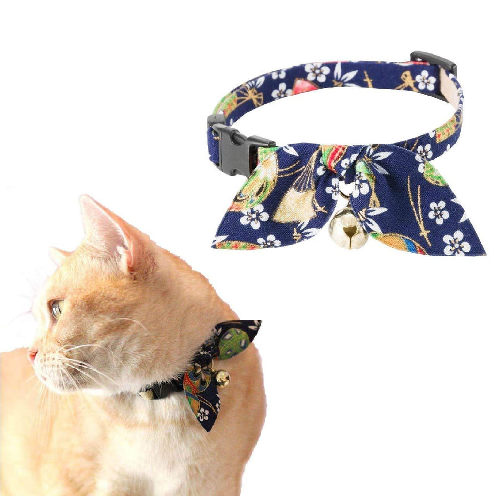 NECO ICHI CATS FIRST Necoichi Kimono Ribbon Cat Collar Blue - PawsPlanet Australia