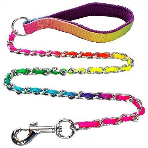 [Australia] - Dogs Kingdom Rainbow Steel Chain Dog Pet Walking Leashes Leads for Small/Large/Medium,3.3Ft Total Length M Multicolored 