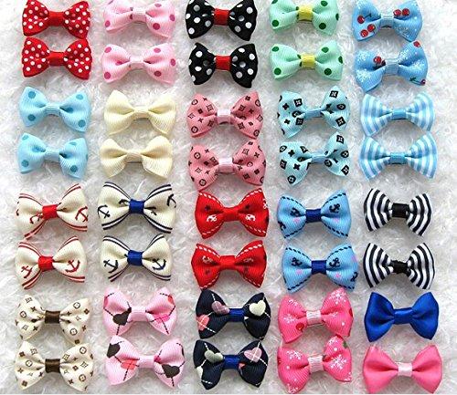 [Australia] - Dogs Kingdom Variety Patterns Pet Dog Cat Head Flower Hairpin Pet Bow Hairpin One Size Random-10pcs 