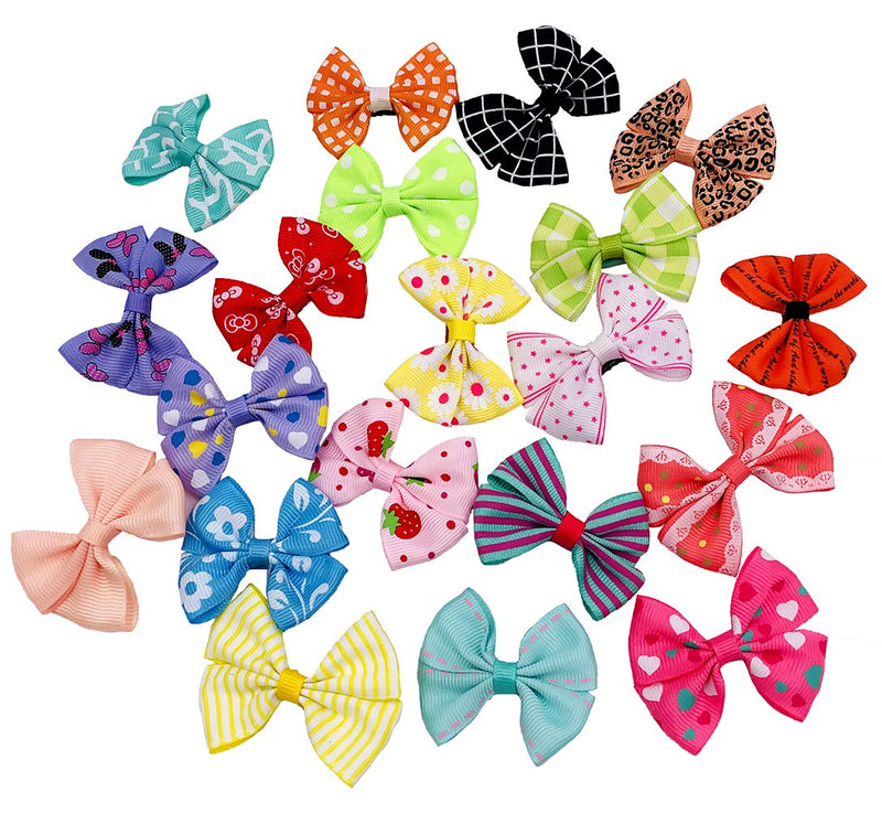 PET SHOW Dog Hair Bows with Alligator Clips for Small Dogs Bowknot Hair Clips Cat Puppy Yorkshire Grooming Hair Accessories Assorted Pack of 20 - PawsPlanet Australia