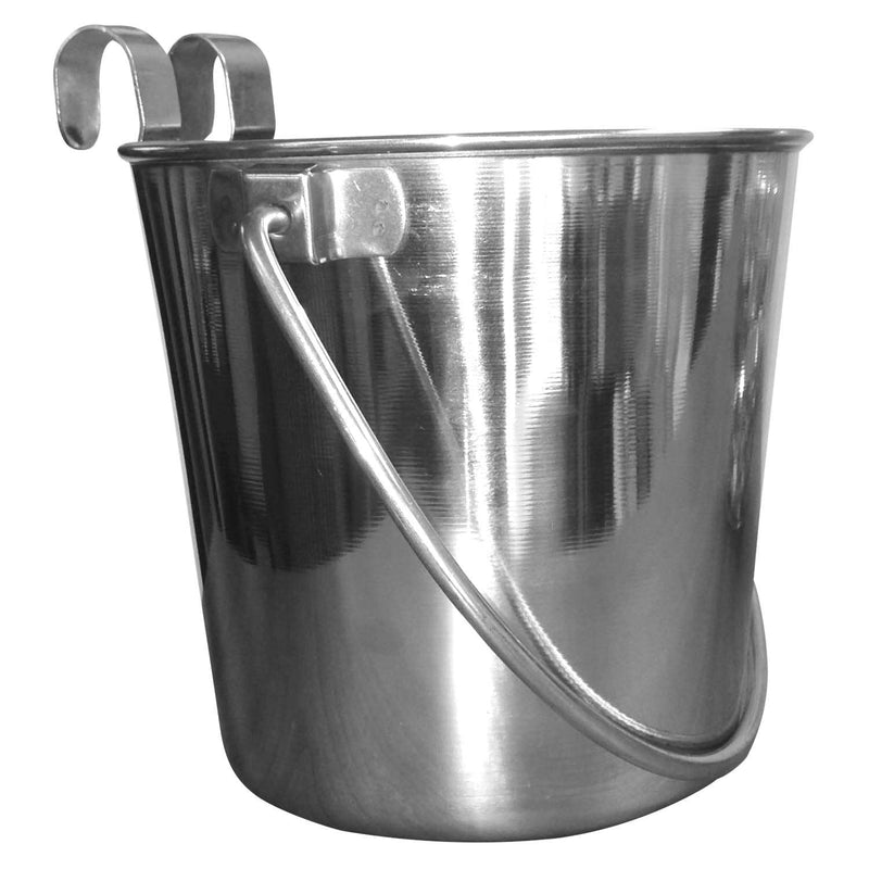 [Australia] - Pawesome QT Dog Flat Sided Stainless Steel Bucket with Hooks, 4 Quart 