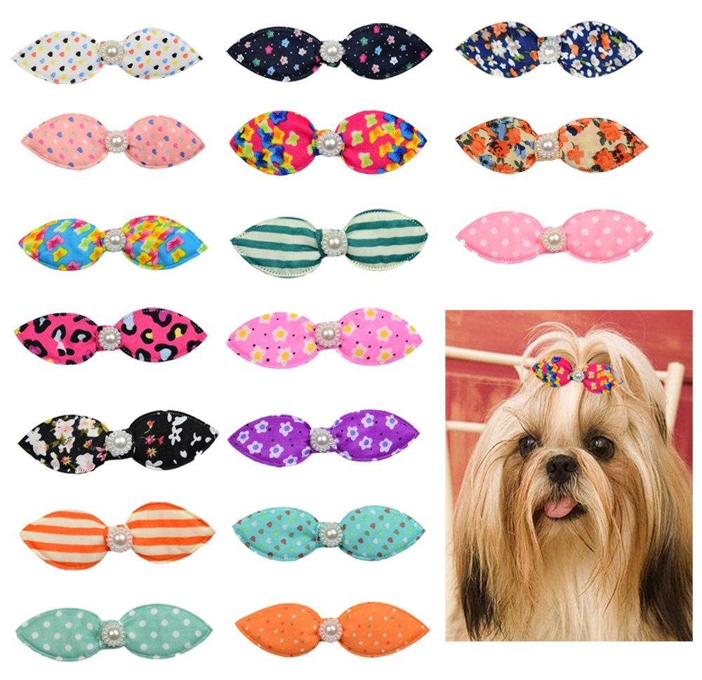 10pcs/Pack Yorkshire Dog Hair Clips Pearls Centre Pet Dog Grooming Bows Supplies Pet Hair Clips Teddy Exquisite Rabbit Ears Dog Hair Accessories - PawsPlanet Australia