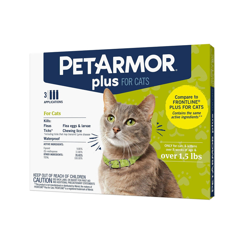 [Australia] - PETARMOR Plus Flea & Tick Prevention for Cats with Fipronil, Waterproof, Long-Lasting & Fast-Acting Topical Cat Flea Treatment 3 COUNT 