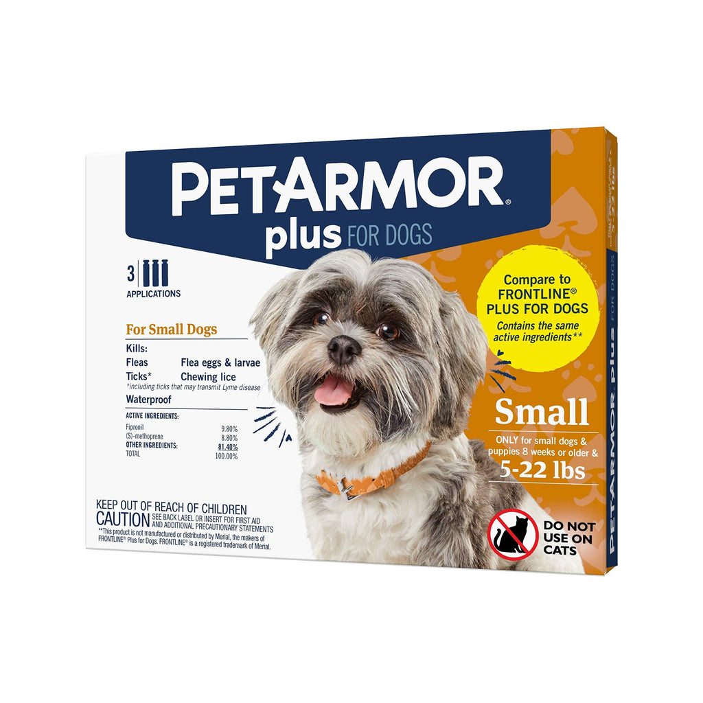 PetArmor Plus for Dogs Flea and Tick Prevention for Dogs, Long-Lasting & Fast-Acting Topical Dog Flea Treatment, 3 Count Small - PawsPlanet Australia