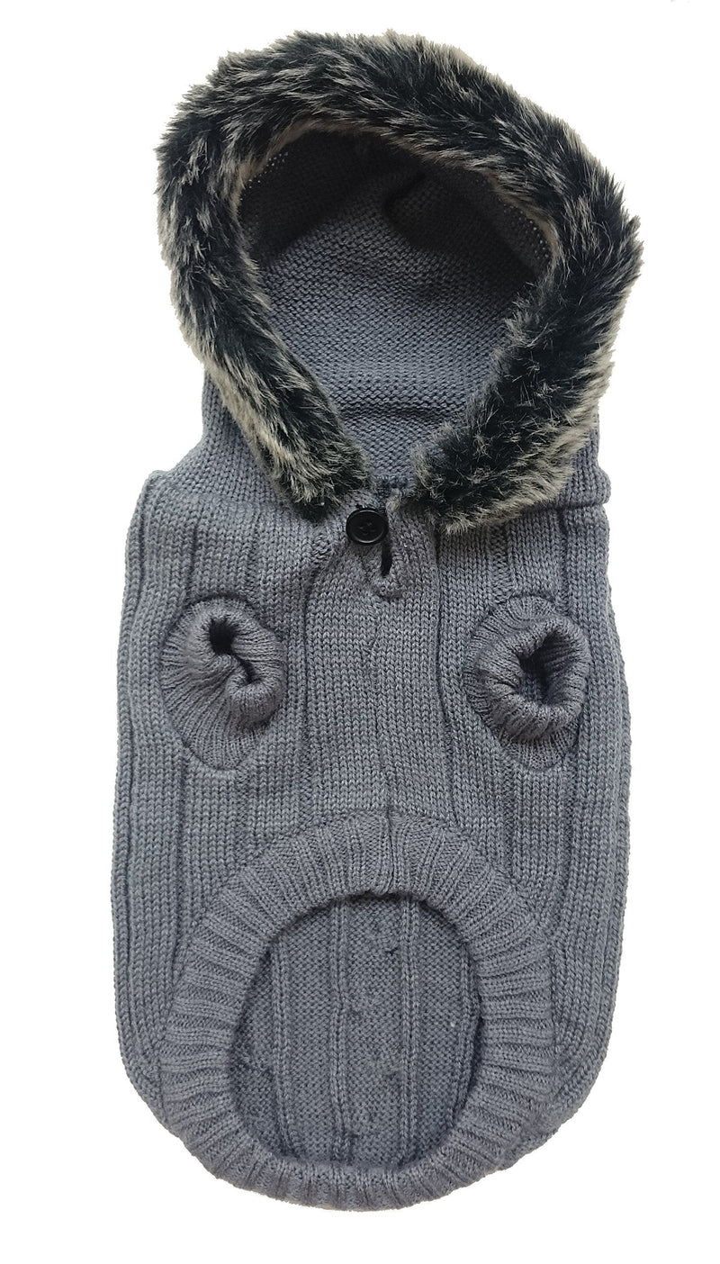 [Australia] - Fashion Pet Gray Outdoor Dog Faux Fur Hooded Sweater Small 