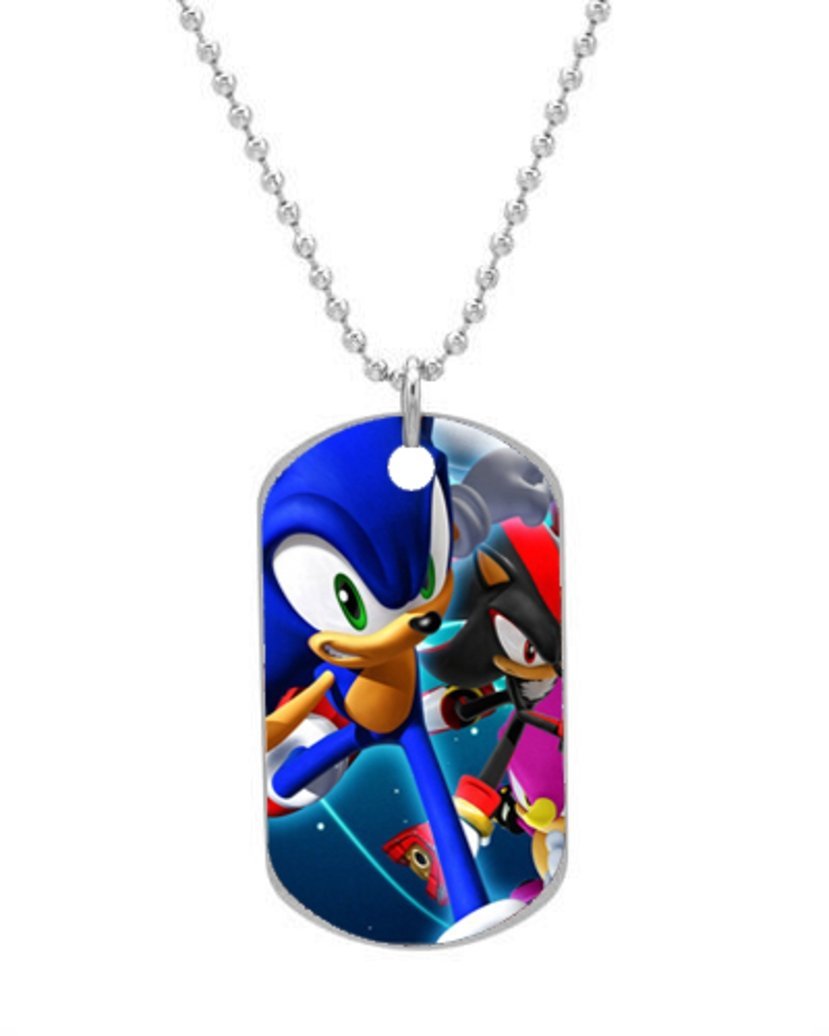 [Australia] - Sonic-the-Hedgehog Custom Dog Tag with Neck Chain, Aluminum Oval Dog Tag Necklace Design by Vingoo 