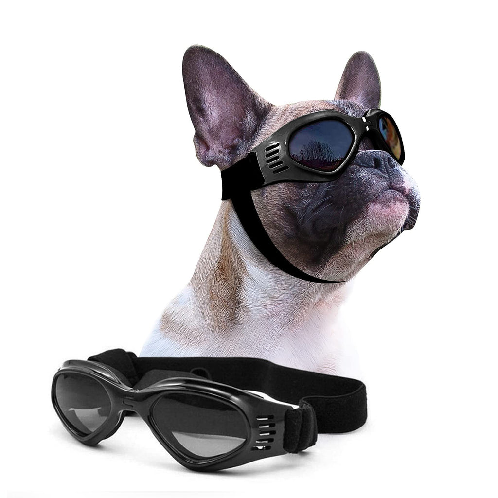 Petleso Pet Goggles, Stylish Dog Sunglasses for UV Stop Waterproof Windproof Anti-Fog Eye Protection Black - PawsPlanet Australia
