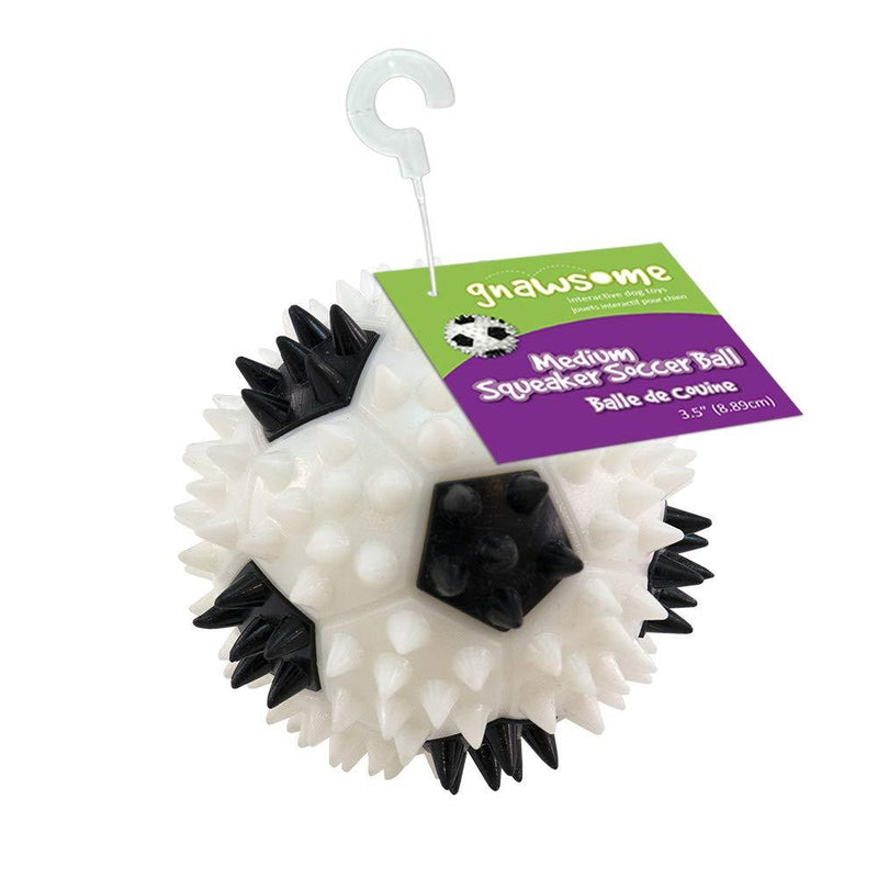 [Australia] - Gnawsome 3.5” Squeaker Soccer Ball Dog Toy - Medium, Promotes Dental and Gum Health for Your Pet, Colors Will Vary 