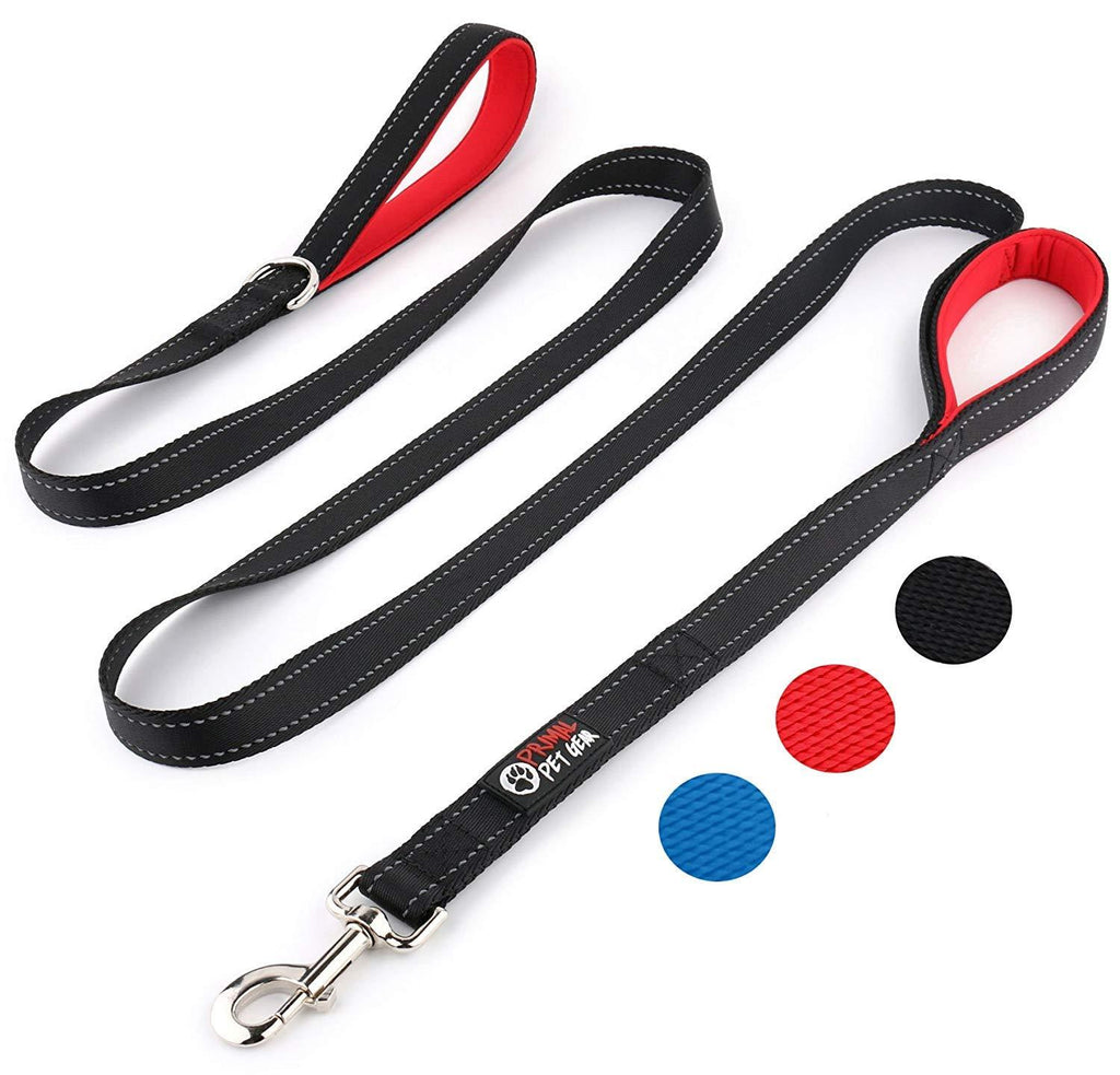 [Australia] - Primal Pet Gear Dog Leash 8ft Long - Traffic Padded Two Handle - Heavy Duty - Double Handles Lead for Control Safety Training - Leashes for Large Dogs or Medium Dogs - Dual Handles Leads Black 