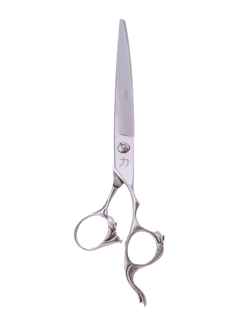 [Australia] - ShearsDirect 440C Stainless Curved Designer Goddess Off Set Handle Shear with A Flat Tension, 8" 