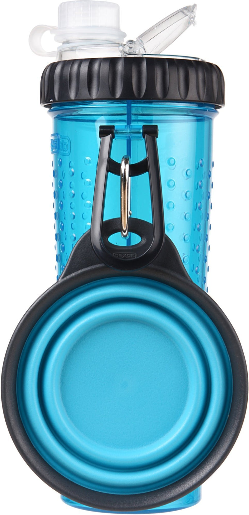 [Australia] - Dexas Popware for Pets Snack Duo Dual Chambered Hydration Bottle and Snack Container with Collapsible Pet Cup Blue 