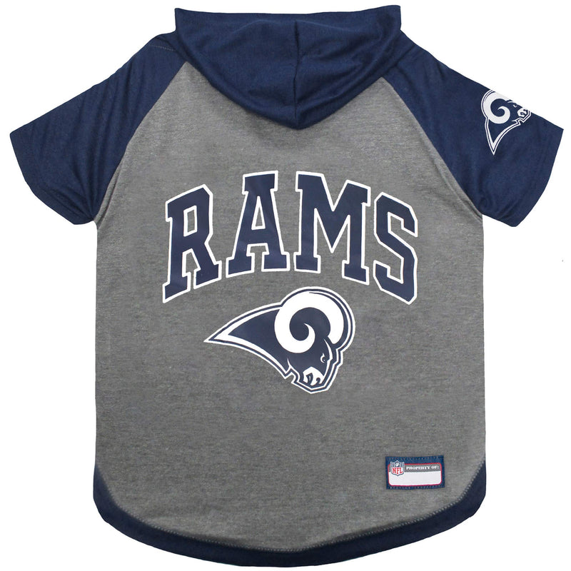 [Australia] - NFL HOODIE TEE for DOGS & CATS. | Football Dog Hoody Tee Shirt available in all 32 NFL Teams! | Cuttest Sports Hooded Pet Shirt! Available in LARGE, MEDIUM, SMALL & X-SMALL with your favorite Team Name! Los Angeles Rams 