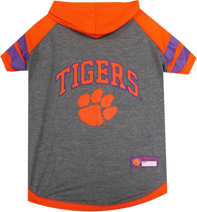 NCAA Clemson Tigers Hoodie for Dogs & Cats, Medium. | Collegiate Licensed Dog Hoody Tee Shirt | Sports Hoody T-Shirt for Pets | College Sporty Dog Hoodie Shirt. - PawsPlanet Australia