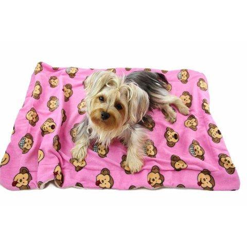 [Australia] - Klippo Pet KBLNK055 Silly Monkey Ultra-Plush Blanket44; Pink - One Size 