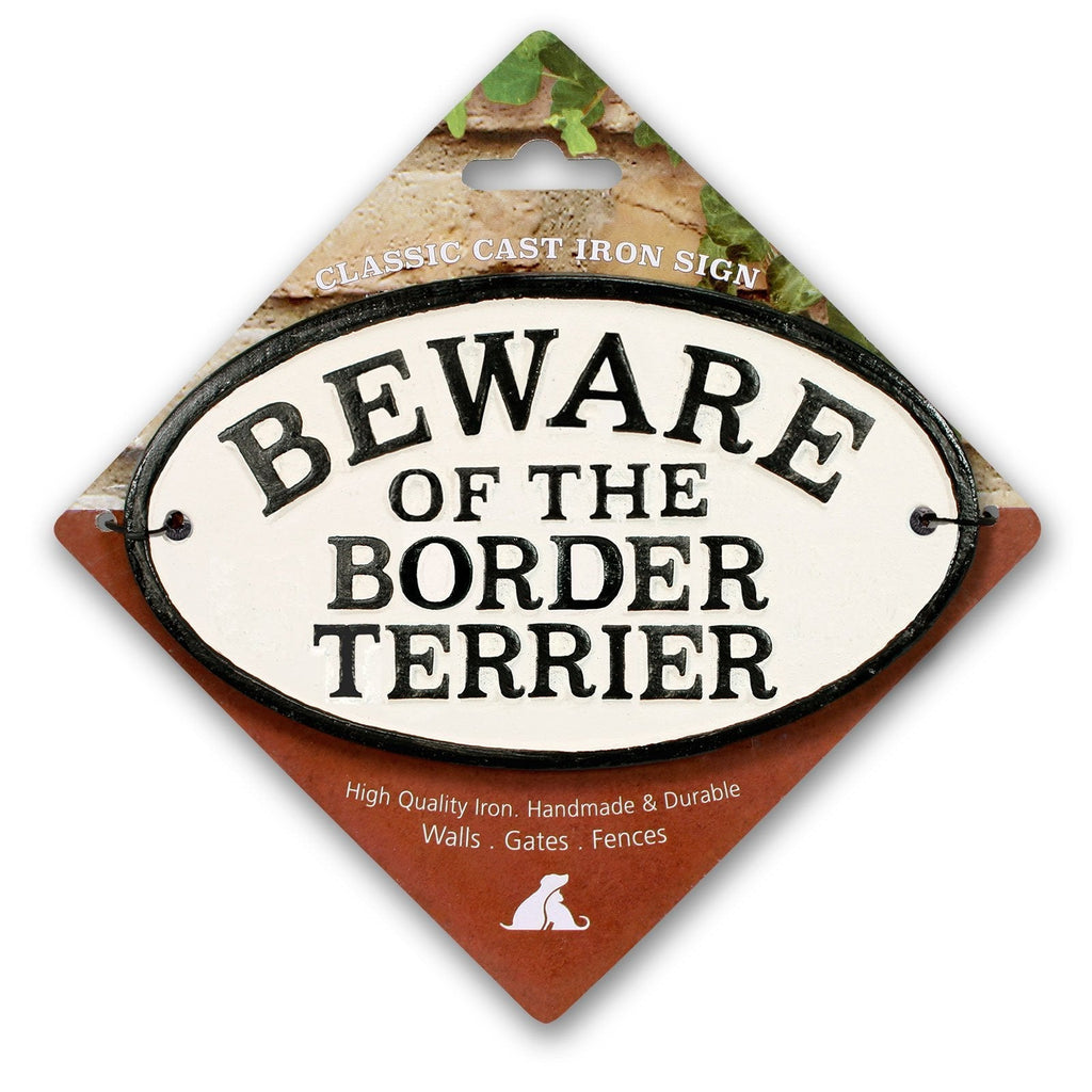 [Australia] - Beware of The Border Terrier Cast Iron Oval Sign 