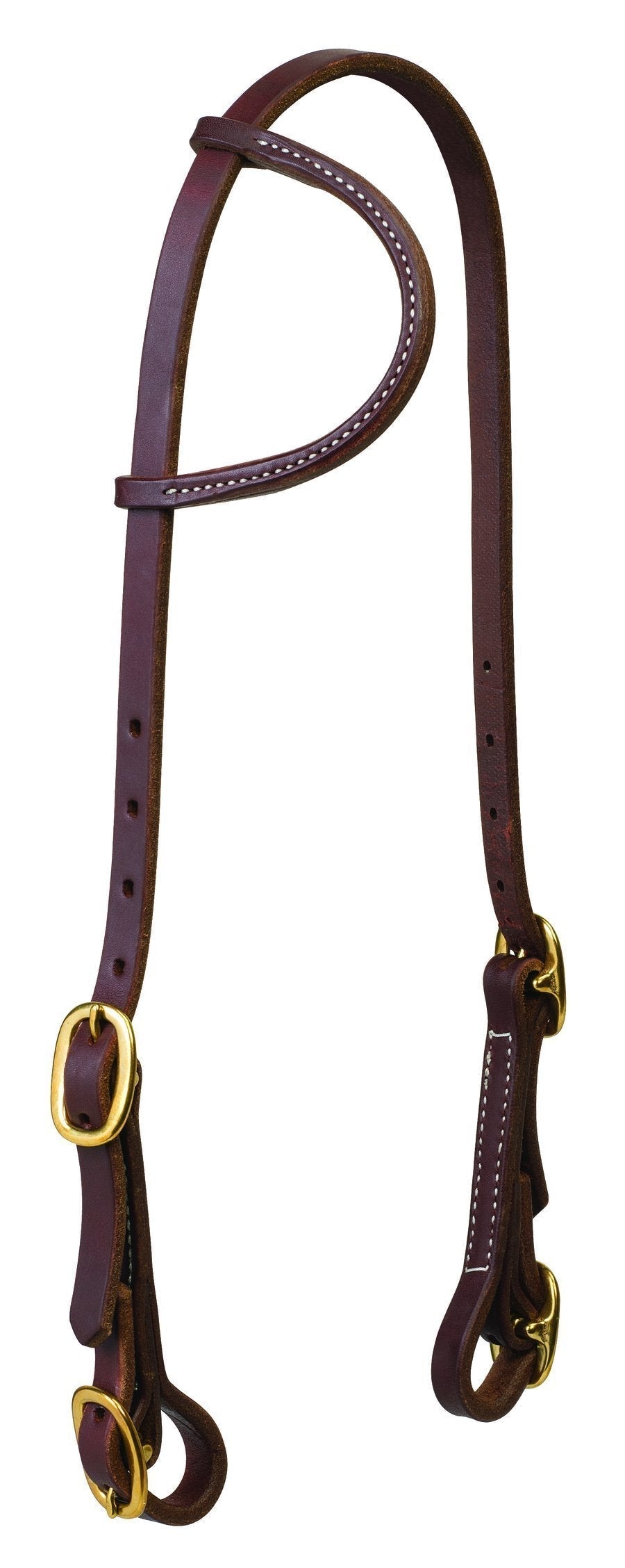 Weaver Leather Single-Ply Working Tack Headstall Sliding Ear Brass Buckle Bit Ends - PawsPlanet Australia