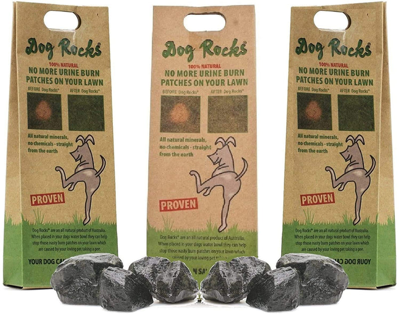 Dog Rocks - 100% Natural Grass Burn Prevention - Prevents Lawn Urine Stains - Three Small Bags - 6 Month Supply - PawsPlanet Australia
