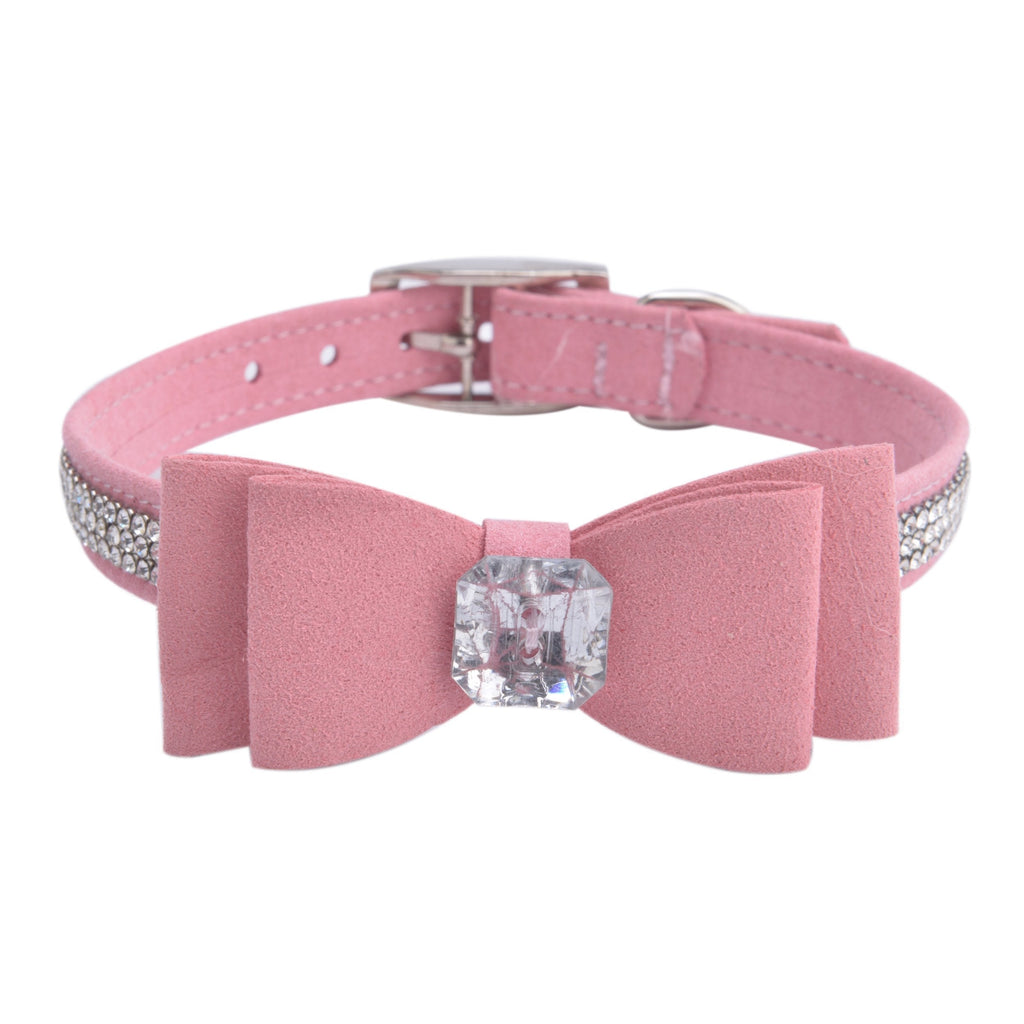 BINGPET Diamond Bow Tie Crystal Rhinestone Pet Collar Designer Girl Boy Dog Collars Medium Pink - PawsPlanet Australia