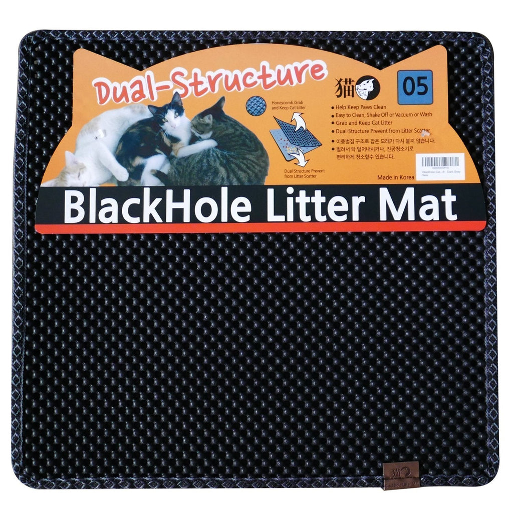 [Australia] - BlackHole Litter Mat Blackhole Cat Litter Mat - Medium Square 23" X 21" Dark Gray 