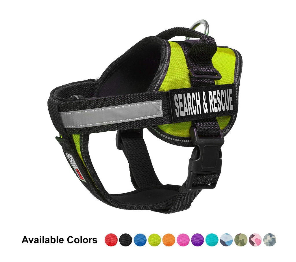 [Australia] - Dogline UnimaDog Harness Vest with Search & Rescue Patches Adjustable Straps Breathable Neoprene for Identification Training Dogs Large (28"-38") Green 