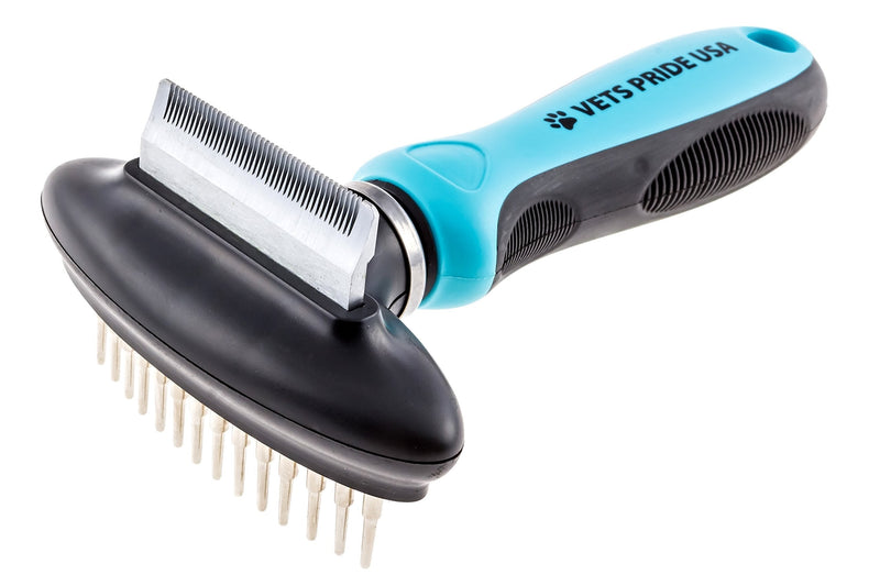 [Australia] - 2-in-1 Deshedding Comb and Undercoat Rake. Best Pet Grooming Tool/Brush for Dogs & Cats. Stainless Steel Blade and Rake for Durability, Ergonomic Handle for Comfort. Flexible Neck Contours to Pet. 