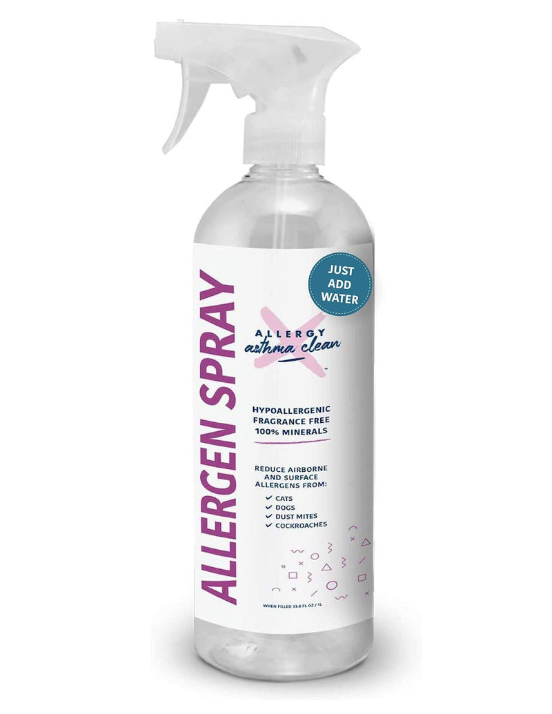Allergy Asthma Clean Allergen Spray pet dander, dust mites, cockroach allergen. Mineral concentrate in bottle. -JUST ADD WATER- 33.8oz 33.8 Fl Oz (Pack of 1) - PawsPlanet Australia