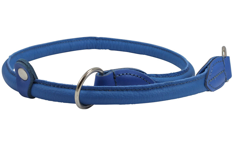 [Australia] - Round Genuine Rolled Leather Choke Dog Collar Blue 26" Long 