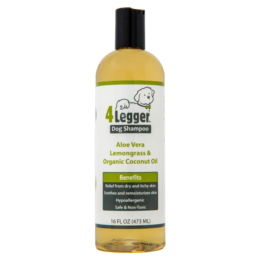 [Australia] - 4Legger USDA Certified Organic Dog Shampoo - All Natural and Hypoallergenic with Aloe and Lemongrass, Soothing for Normal, Dry, Itchy or Allergy Sensitive Skin - Biodegradable - Made in USA - 16 oz 