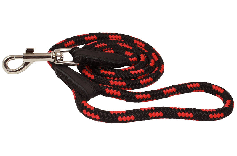 [Australia] - Dogs My Love 6ft Long Braided Rope Dog Leash Red with Black 6 Sizes Medium: 6ft Long; 3/8" Diam (10mm) 