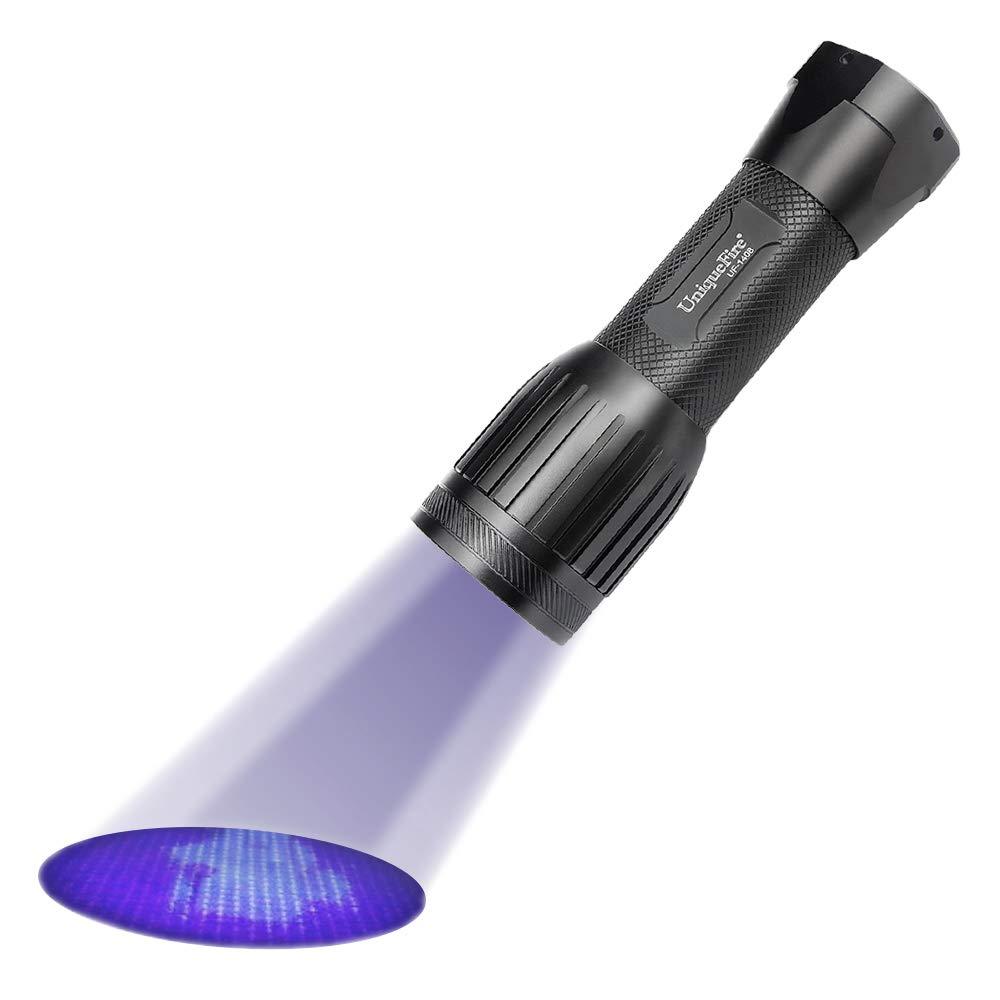 UniqueFire 1408 Blacklight Flashlight,Powerful 3 LEDs 365NM, 1 Mode,Detector for Detecting Counterfeit Money, Jade, Pet Urine, Oil Leak Detection (1408 365NM Flashight) -18650 Battery NOT Included - PawsPlanet Australia