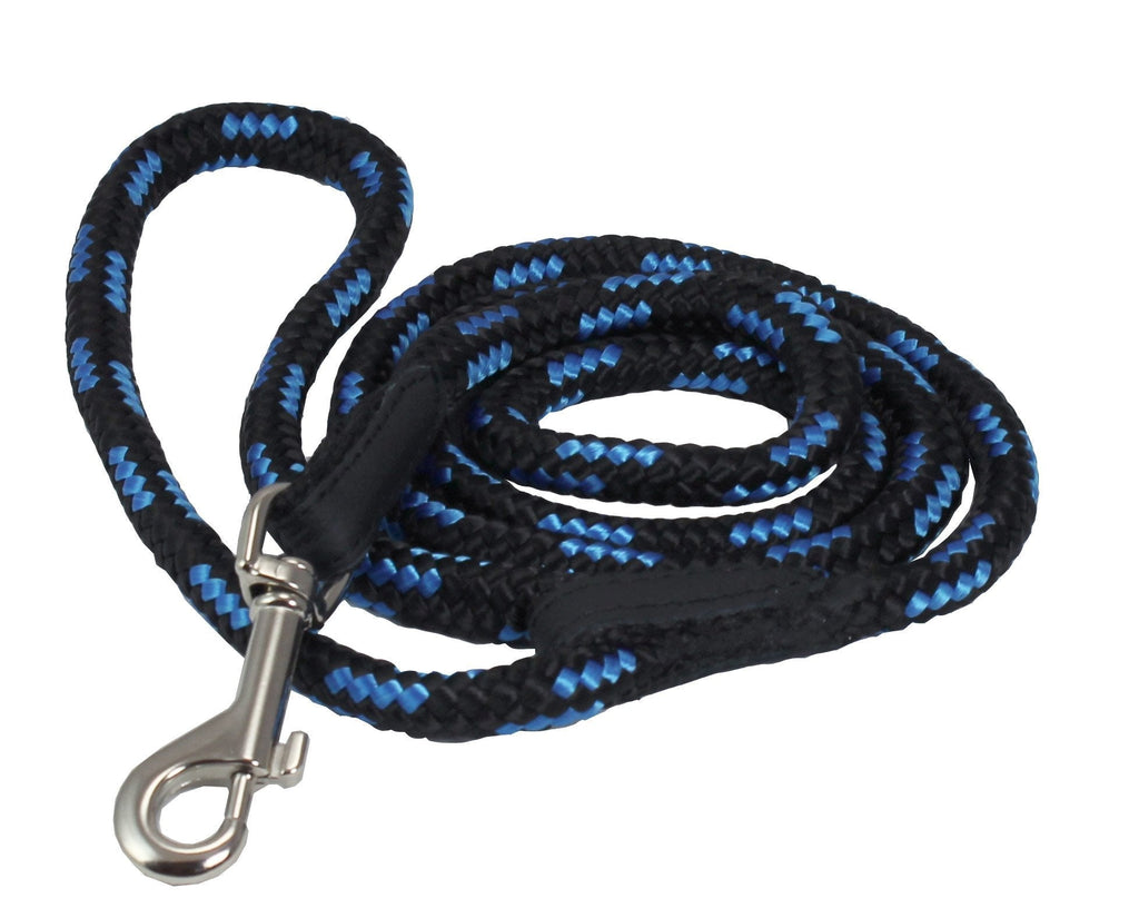 [Australia] - Dogs My Love 6ft Long Braided Rope Dog Leash Blue with Black 6 Sizes Small: 6ft Long; 0.3" Diam (8mm) 