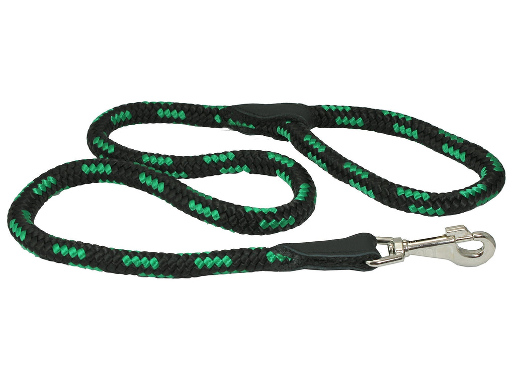 [Australia] - Dogs My Love 6ft Long Braided Rope Dog Leash Green with Black 6 Sizes XLarge: 6ft Long; 5/8" Diam (14mm) 