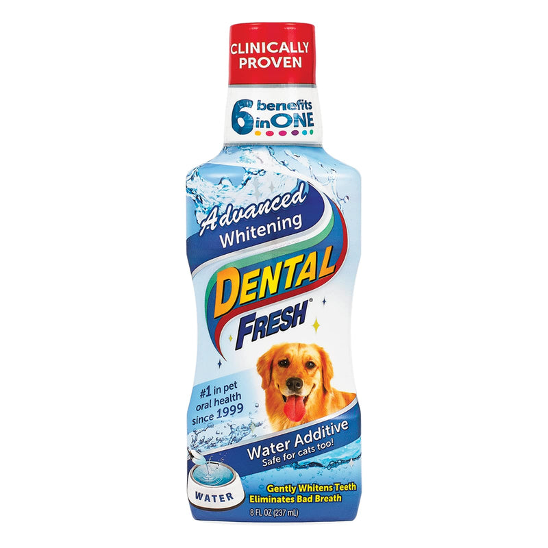 Dental Fresh Advanced Whitening Water Additive for Dogs – Dog Teeth Cleaning Formula Helps Reduce Surface Stains, Reverse Discoloration, Eliminate Bad Breath, Improve Oral Health 8 oz. - PawsPlanet Australia