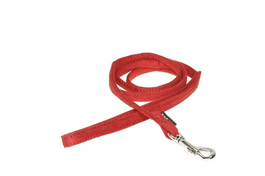 [Australia] - Dogline Soft Padded Durable Microfiber Dog Leash Red W3/8" L 4ft 