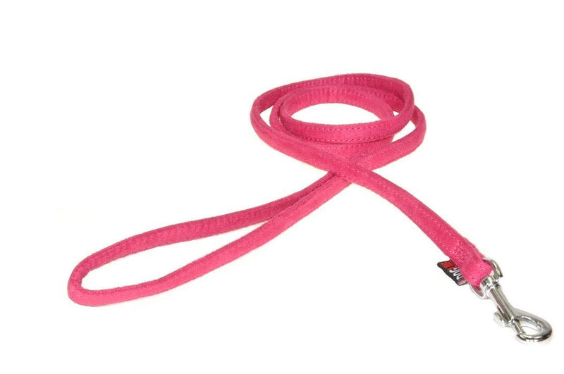 [Australia] - Dogline 4-Feet Soft Padded Durable Microfiber Dog Leash Pink 3/8" 