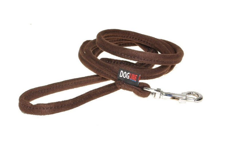 [Australia] - Dogline Soft and Padded Comfort Microfiber Round Leash for Dogs W 3/8" L 6ft Brown 